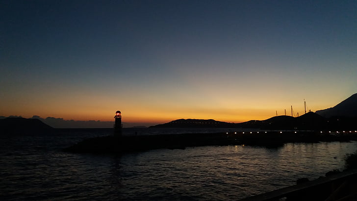 browse, lighthouse, sunset, landscape, coastal, port