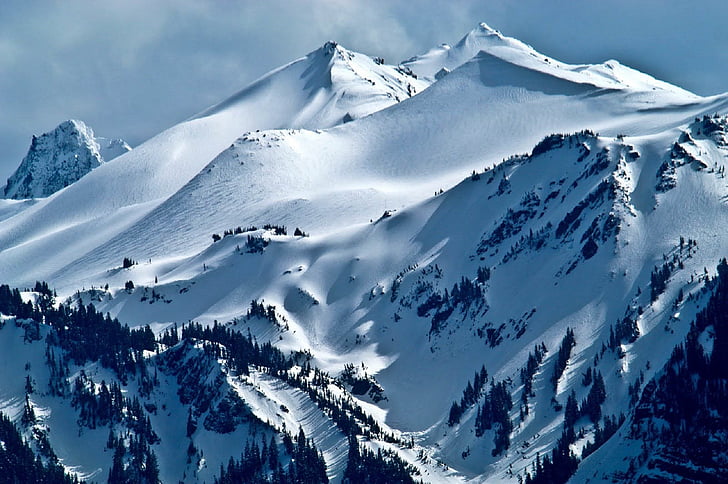 montagna, coperta di neve, paesaggio, inverno, freddo, catena montuosa, picchi
