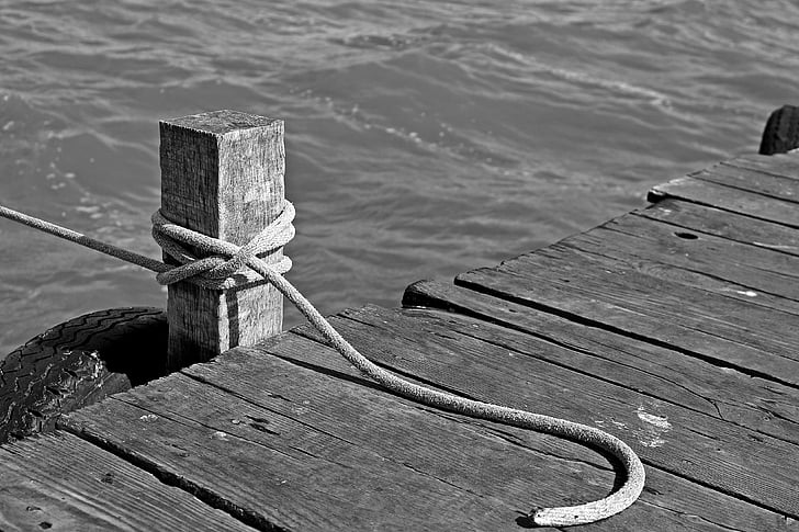 boot aanmeren, Pier, Web, touw, water, Lake, Promenade