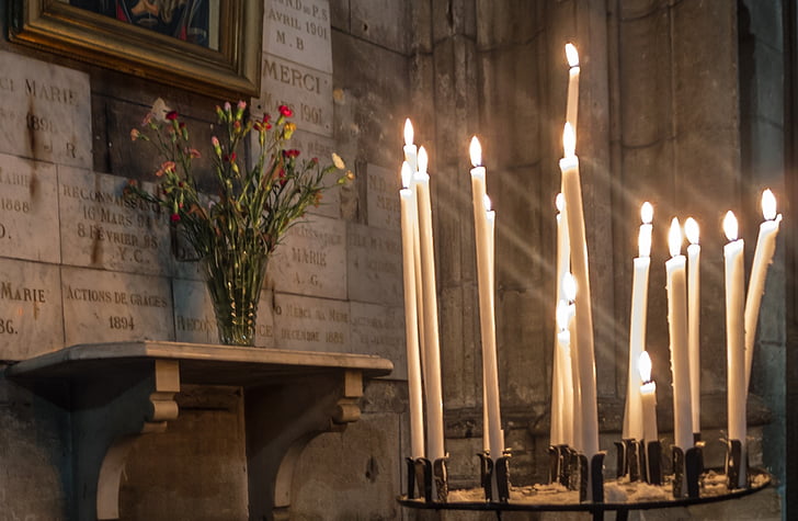 candele, Chiesa, Cattedrale, b n, Palencia, luce, a lume di candela