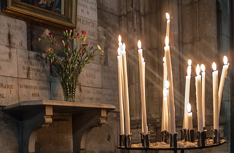 sveces, baznīca, katedrālē, b n, PALENCIA, gaisma, sveču gaismā