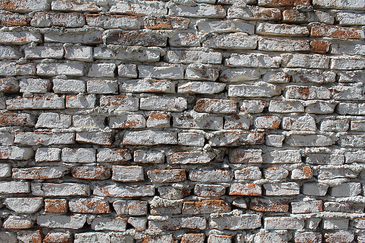 brick wall, whitewash, wall, rough, textured