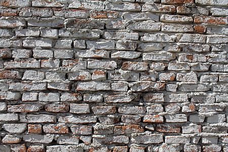 muro di mattoni, Whitewash, parete, grezzo, martellata