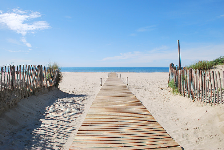 Beach, rannalla polku, Sea, Montpellier, Carnon, La grande motte, grand travers