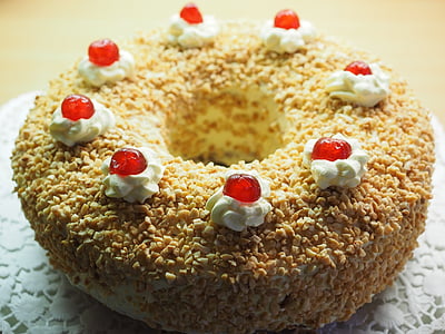 frankfurt wreath, cake, pie specialty, sandteig, sponge, wreath form, buttercream