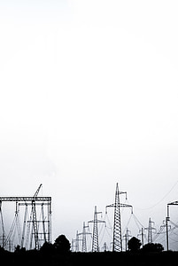 Strom, Kabel, foto di schwarz-weiß, Ucraina