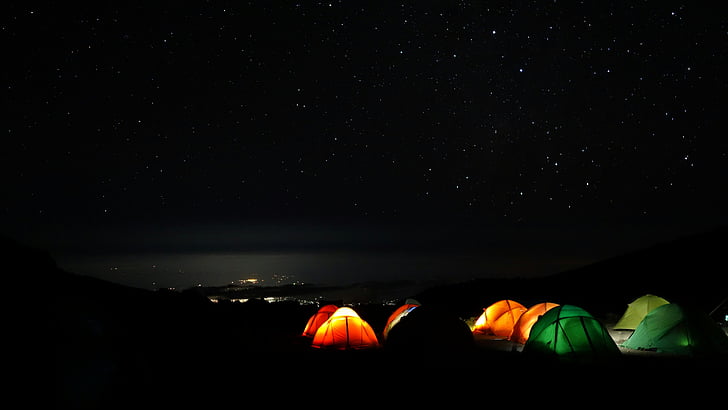 Kilimandžaras, kalnų, Barranco stovykla, naktį, ilgo poveikio