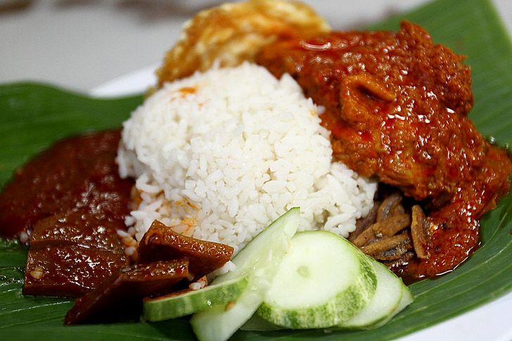 voedsel, nasi lemak, Azië, Maleisië, Maleis, schotel, maaltijd