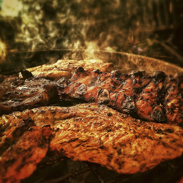 barbecue, hete, zomer, Grill, vlam, grills, varkensvlees belly