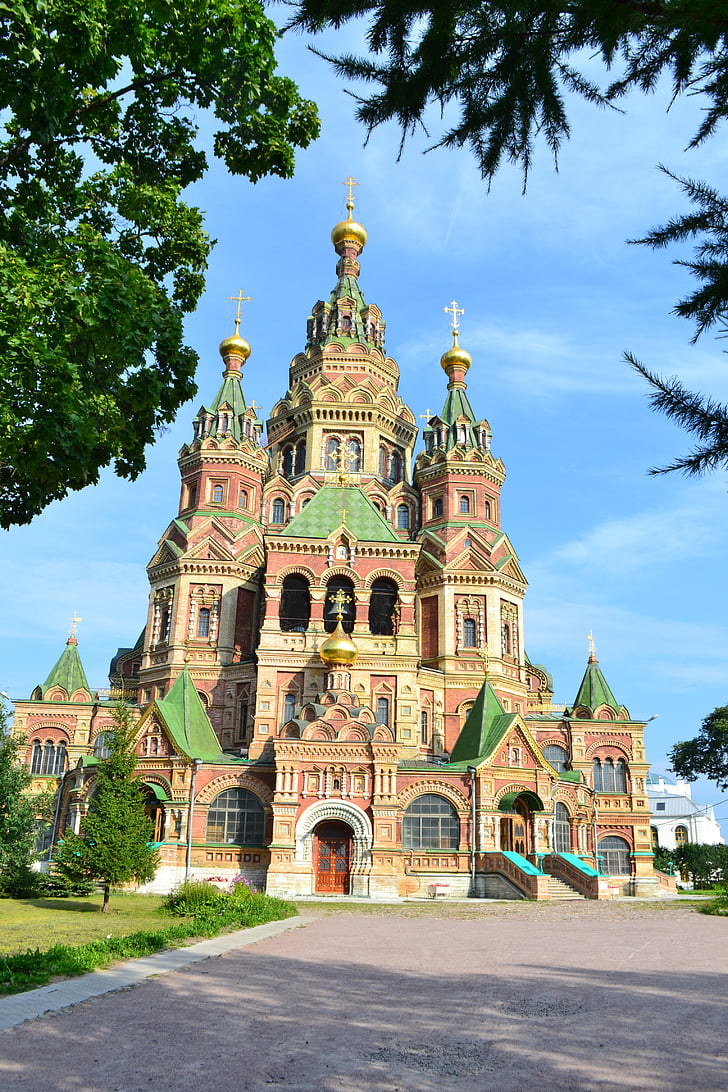russian church, church, orthodox, russia, peterhof, petrodvorets, cathedral