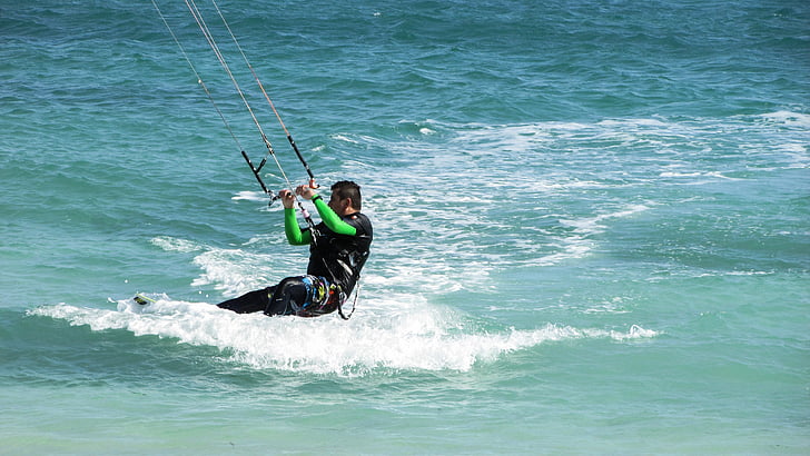 Kitesurfing, surfař, surfování, sportovní, extrémní, vítr, aktivita