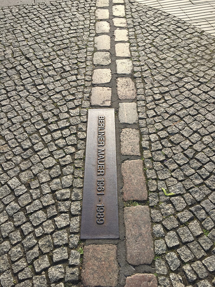 Berlin, dinding, Landmark, bersejarah, batu bata, perbatasan antara Timur dan Barat
