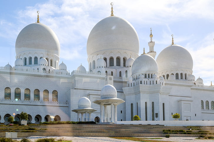 abu dhabi, orient, mosque, dome, architecture, travel destinations, marble