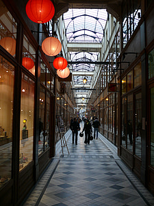 Obchod, Paríž, Galéria, svetlo, večer, Architektúra, svetlo a tieň