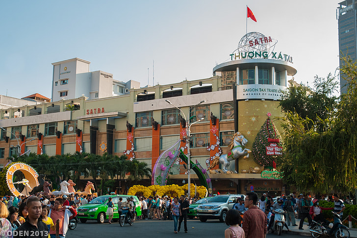 shopping mall, város központjában, város, Saigon, Vietnam, Ho Si minh-város, Hold-újév