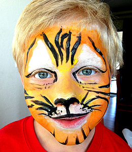 máscara, make-up, fantasia, Tigre, Leão, criança, pintura de rosto