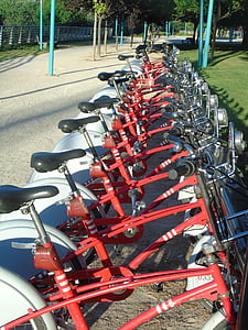 bicicleta, pé, pedal, bicicleta vermelha