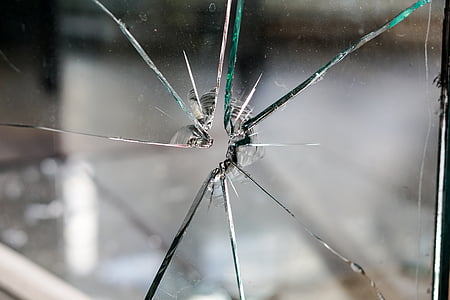 sklo, zlomený, k fragmentaci, otvor, crack, disk, okno