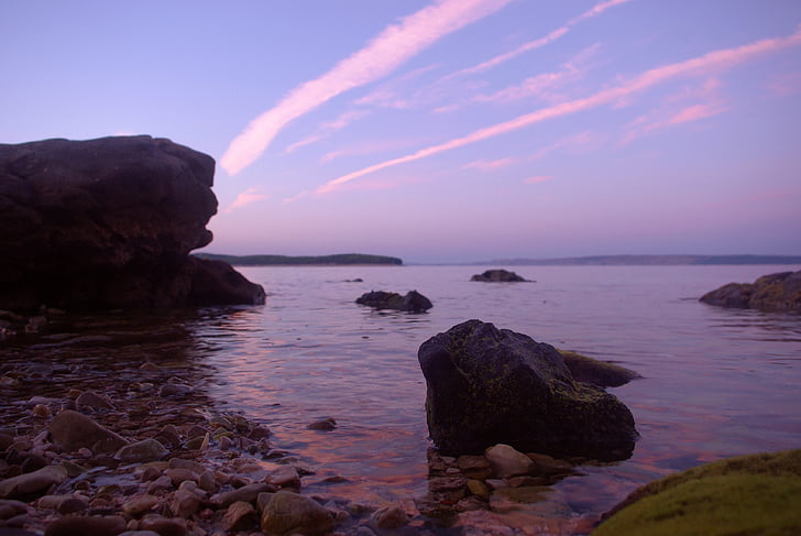 Sea, vee, taastamine, õhtul, videvik, laine, Rock