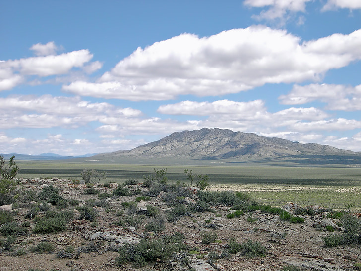 Nevada, paisaje, Scenic, cielo, nubes, montañas, plantas