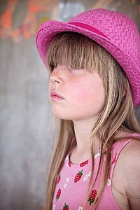 person, human, child, girl, hat, face, view