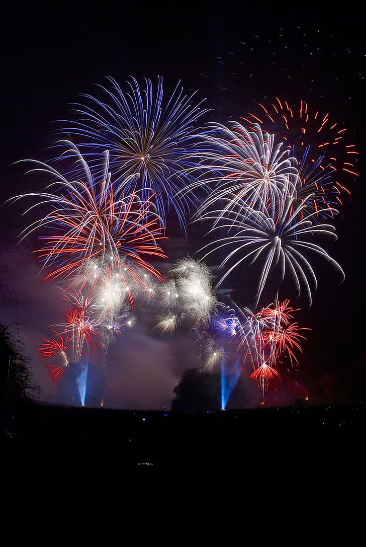 fireworks, bonfire, night, burst, firework display, celebration, exploding
