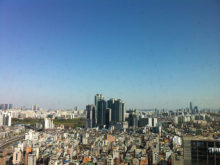 City, în prim-plan, Seul, sillim-dong, clădire, cer, Republica Coreea