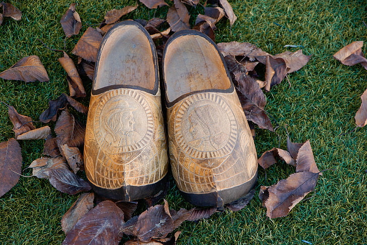 Zuecos de, talla de madera, campesino, Bretaña, zapatos, al aire libre, zapato