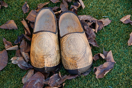 Zuecos de, talla de madera, campesino, Bretaña, zapatos, al aire libre, zapato