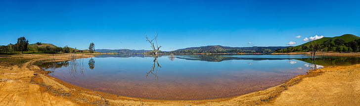 blue sky, daylight, idyllic, lake, landscape, mountain, outdoors