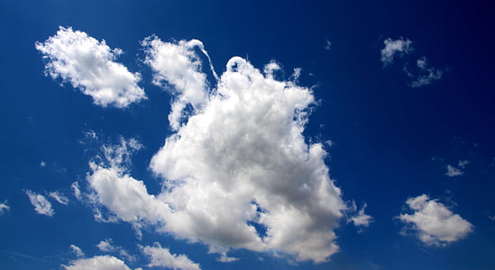 cloud, sky, white, fluffy, blue, nature, weather