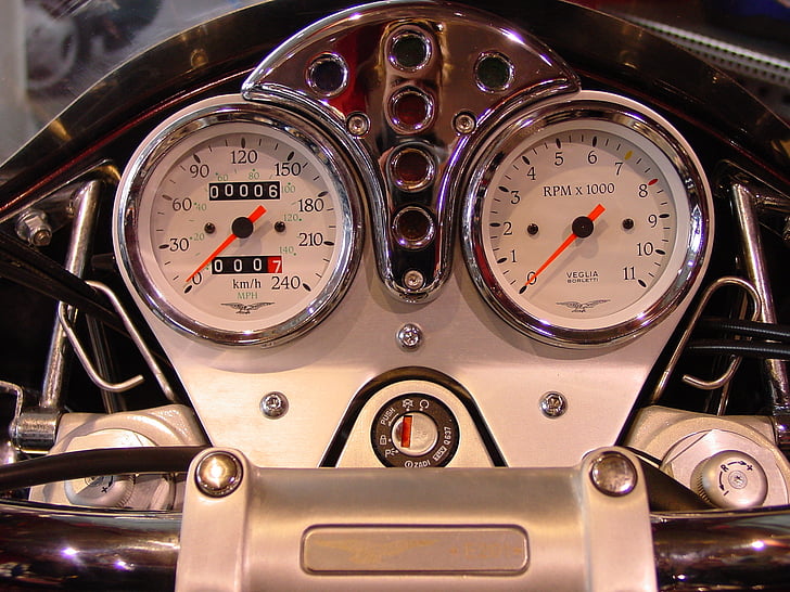 Moto guzzi, мотоцикл, час s, Панель управления, металл, транспортное средство, хром