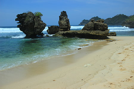 praia, rocha, litoral, paraíso, Seascape, férias