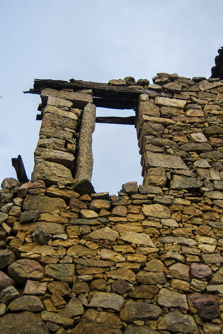 ruïna, pedra, paret, vell, casa de pedra, trencat, antic edifici