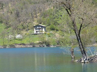 Tenno llac, Lago di tenno, Itàlia, l'aigua, casa, solitari