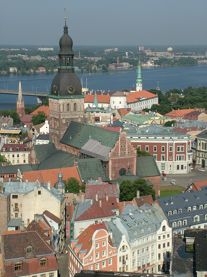 Lettland, Riga, gamla stan, fågelperspektiv, arkitektur, Europa, stadsbild