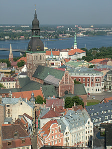 Lotyšsko, Riga, staré mesto, vtáčej perspektívy, Architektúra, Európa, Panoráma mesta