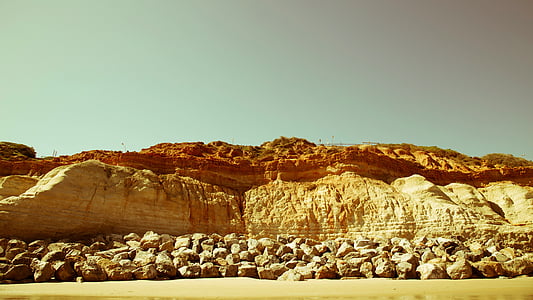 brązowy, szary, góry, Rock, w ciągu dnia, Plaża, piasek