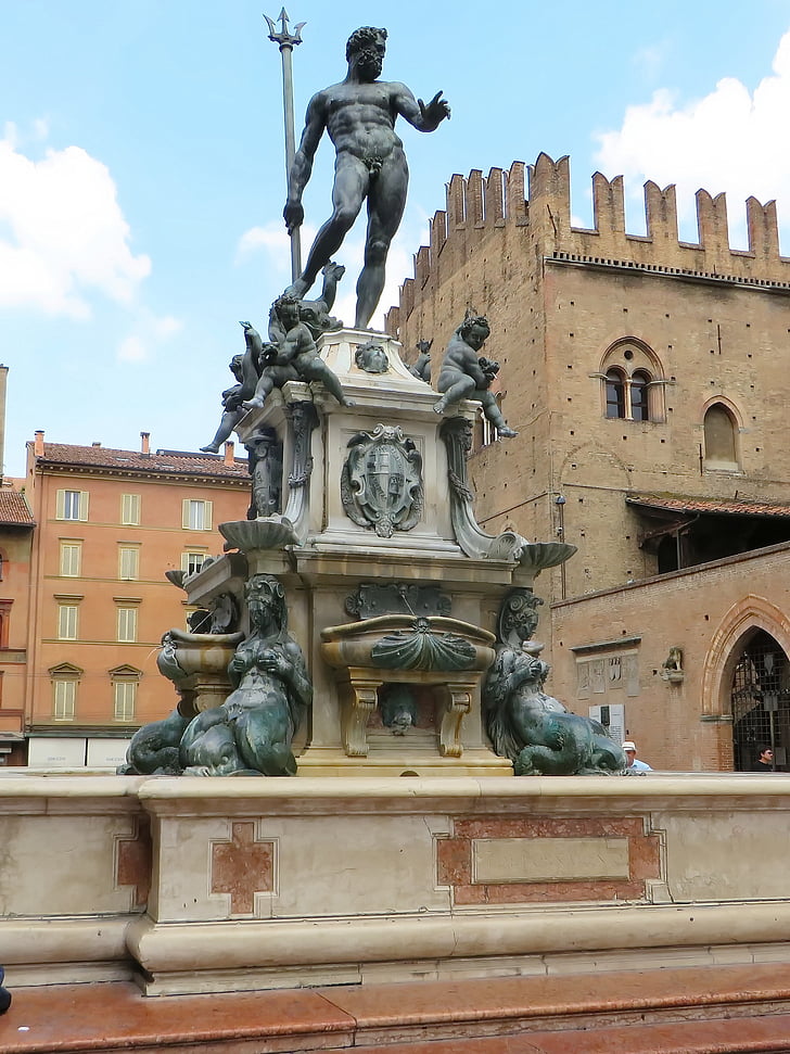 Італія, Болонья, фонтан, Нептун, тризуб, Maserati, gianbologna
