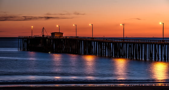 Pismo beach, Californien, Pier, struktur, vartegn, historiske, havet