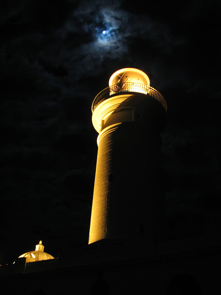 Macquarie svjetionik, Australija, Sydney, luka, pun mjesec, noć, Obala