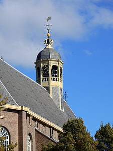 church, steeple, holland, netherlands, building, architecture