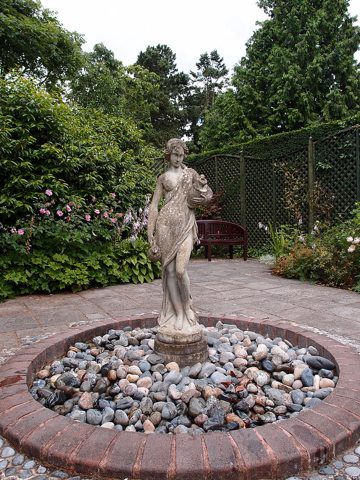 statue de, Fontaine, paysage, burnby jardins, Pocklington, nature, paysage