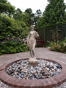 Statua, Fontana, paesaggio, Burnby giardini, Pocklington, natura, paesaggio