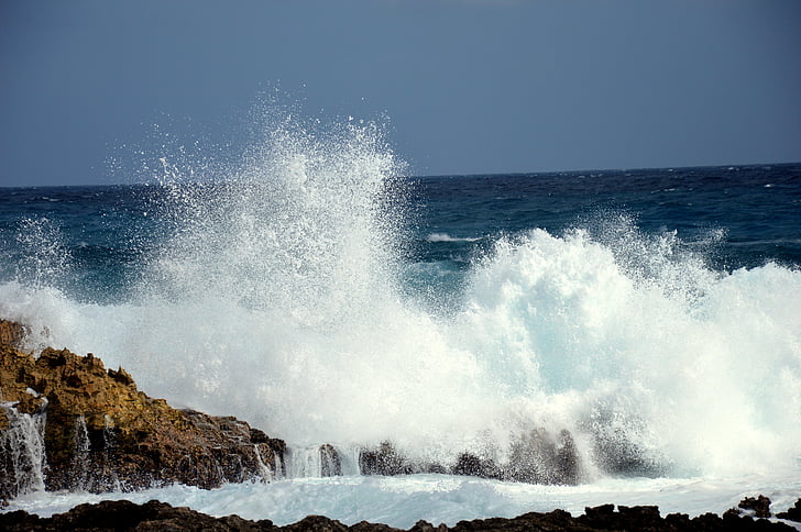 wave, skimmings, ocean, spray, rock, seaside, sea