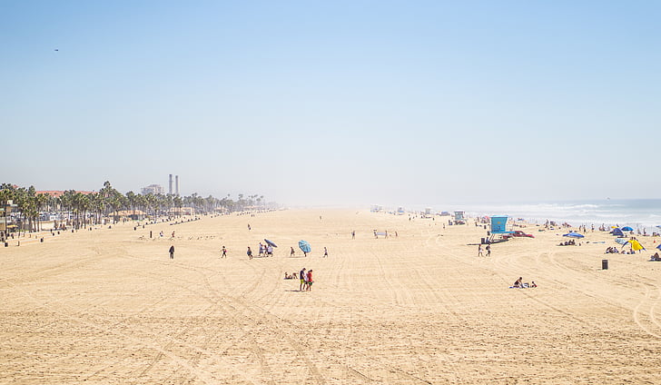 Zdjęcie, Plaża, w ciągu dnia, piasek, Sunshine, Latem, niebieski