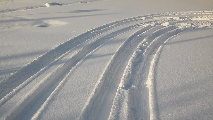 tire tracks, traces, snow, lanes, new zealand, winter, auto
