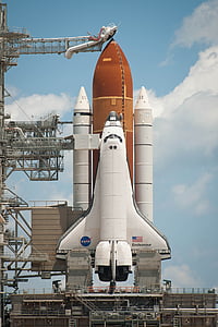 transbordador espacial, esforç, trasllat a, espai, pre-vol, llançament, coixí