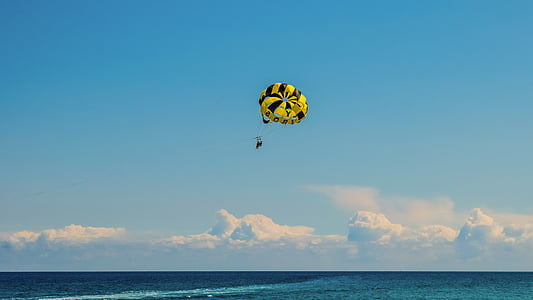 parachutisme, sport nautique, activité, parachute, Loisirs, aventure, mer
