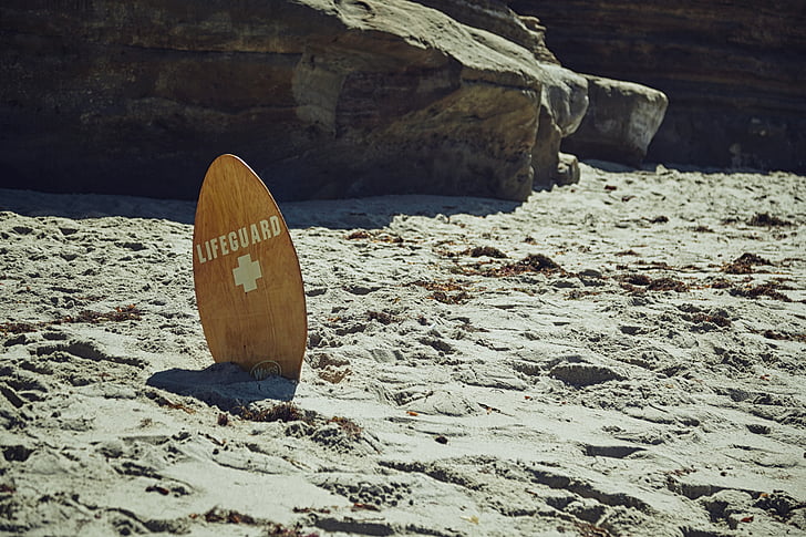 plajă, salvamar, placă de surf, din lemn, siguranţă, înot, coasta